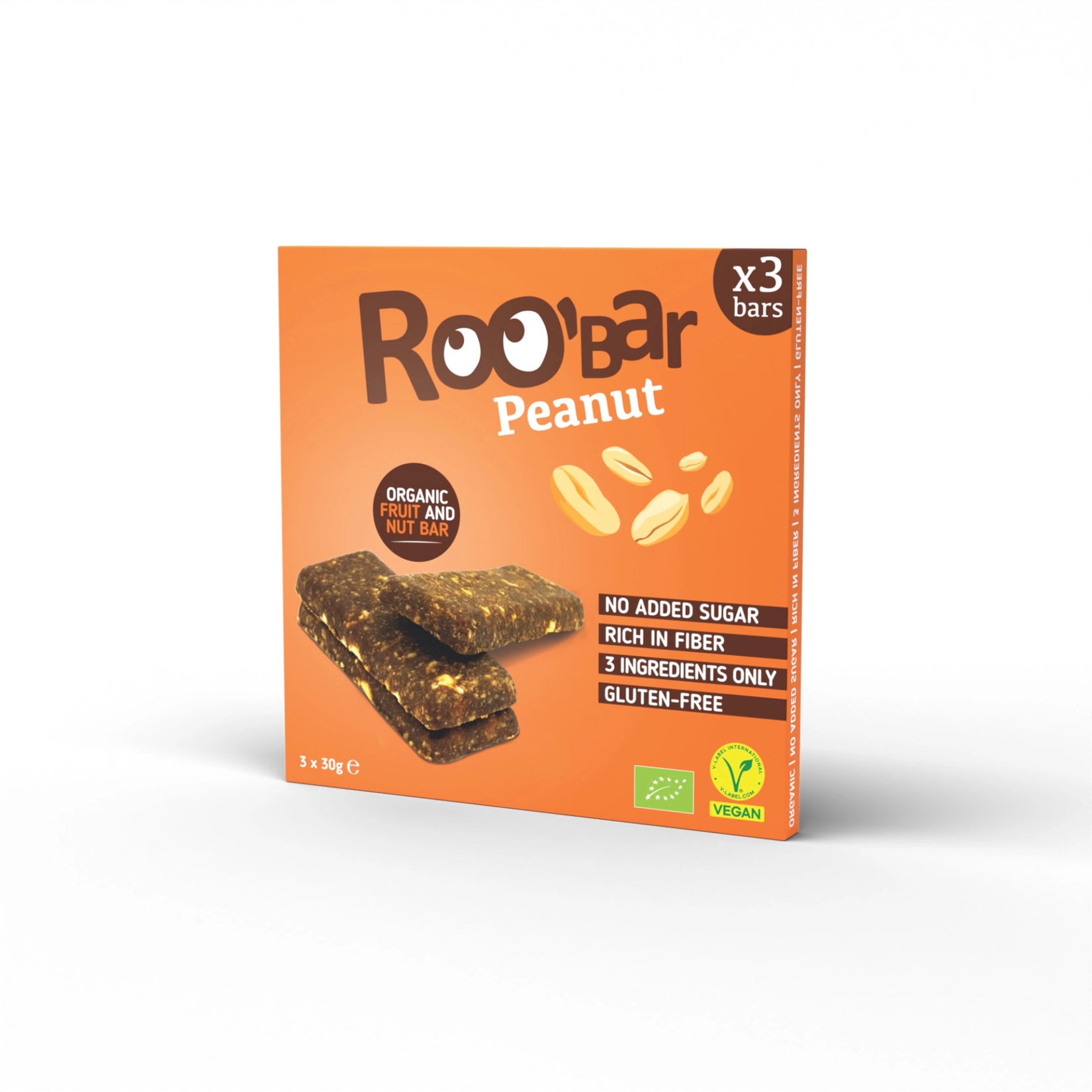 Био Фъстъчен бар 3x30g,  Roobar
