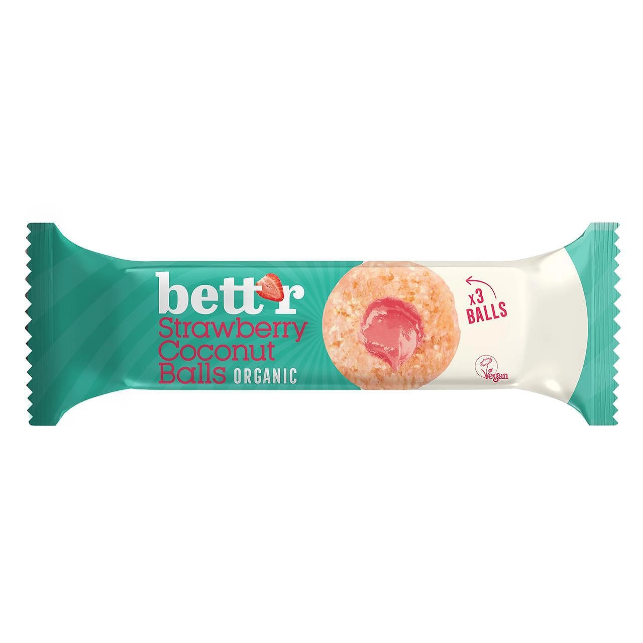 Био Плодови Топчета с Пълнеж Ягода и Кокос, (3x15g), Bett'r