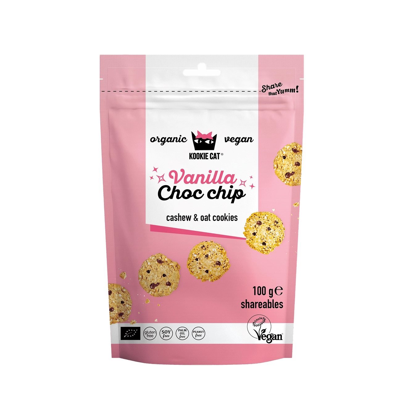 Мини курабийки Ванилия и парченца Шоколад, 100g, Kookie Cat