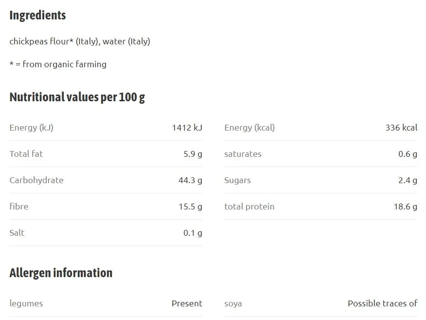 Био Ньокети от Нахут без Глутен, 250g, Terrasana