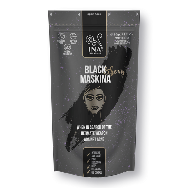 Био Маска за лице с Активен въглен, 60g, InaEssentials