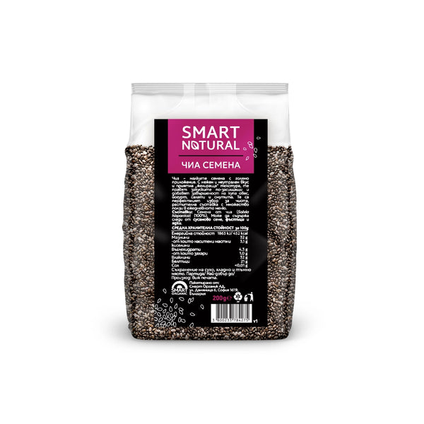 Чиа семена КОНВ, 200g, Smart Natural 