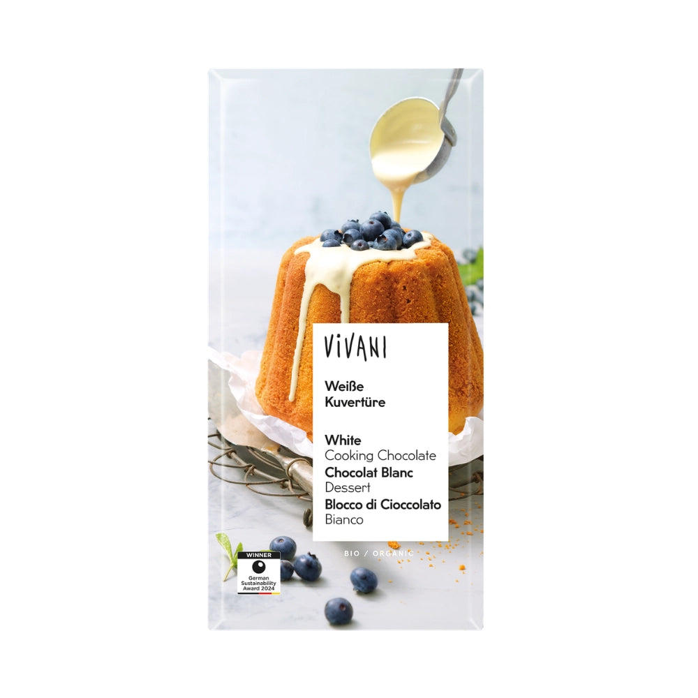 Био Шоколадов кувертюр, Бял, 150g, Vivani