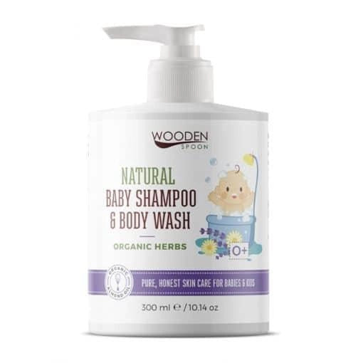Бебешки натурален шампоан за коса и тяло (Organic Herbs), Wooden Spoon 300ml