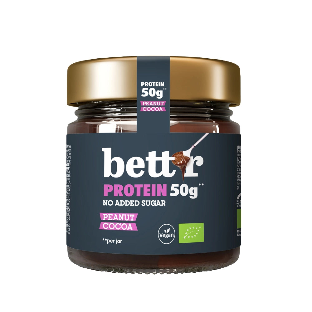 Био Протеинов крем за мазане Фъстък и Какао без добавена захар, 250g, Bett'r