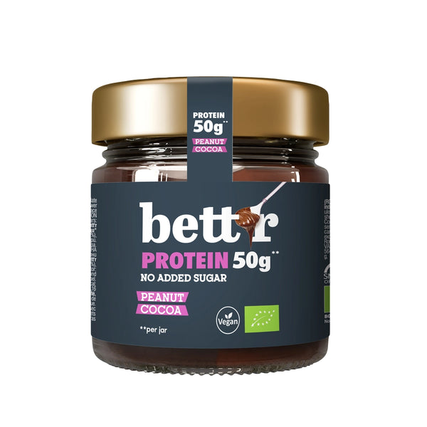 Био Протеинов крем за мазане Фъстък и Какао без добавена захар, 250g, Bett'r