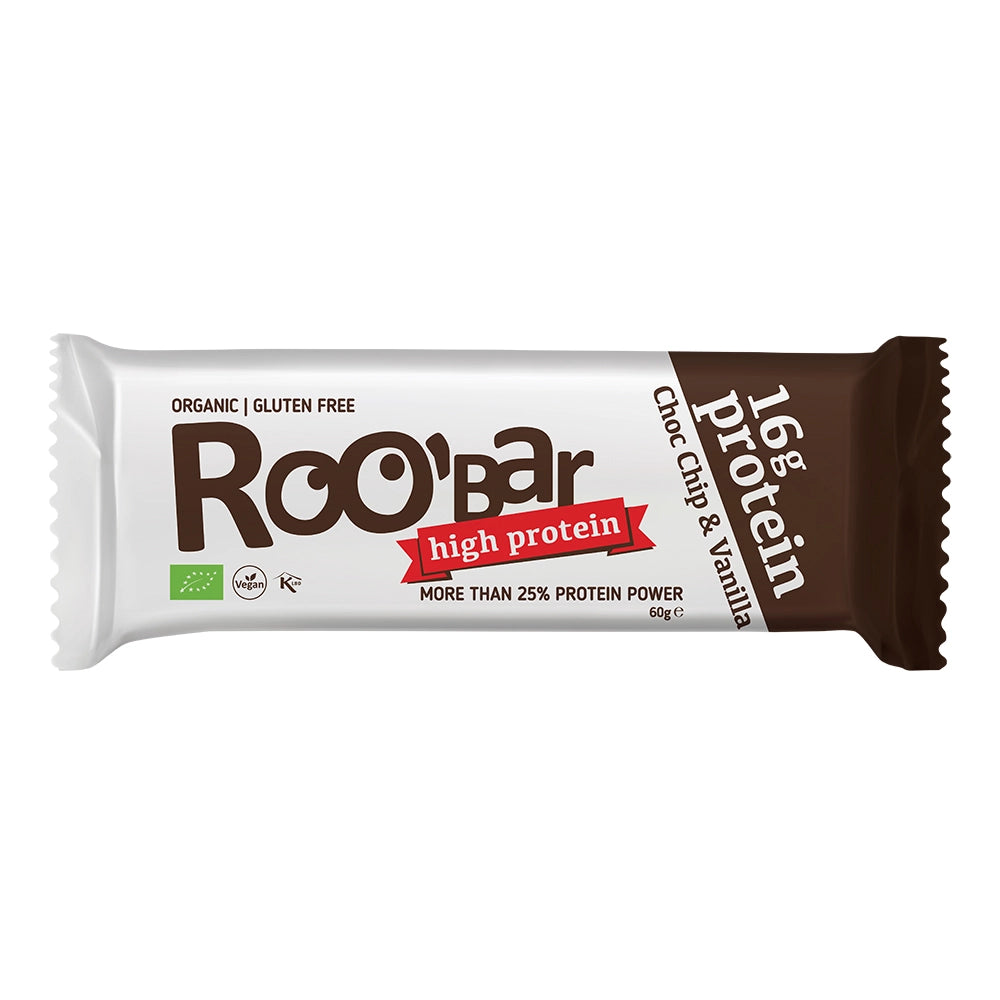 Био Суров Протеинов Бар с Шоколадови Парченца и Ванилия, 60g, Roobar 