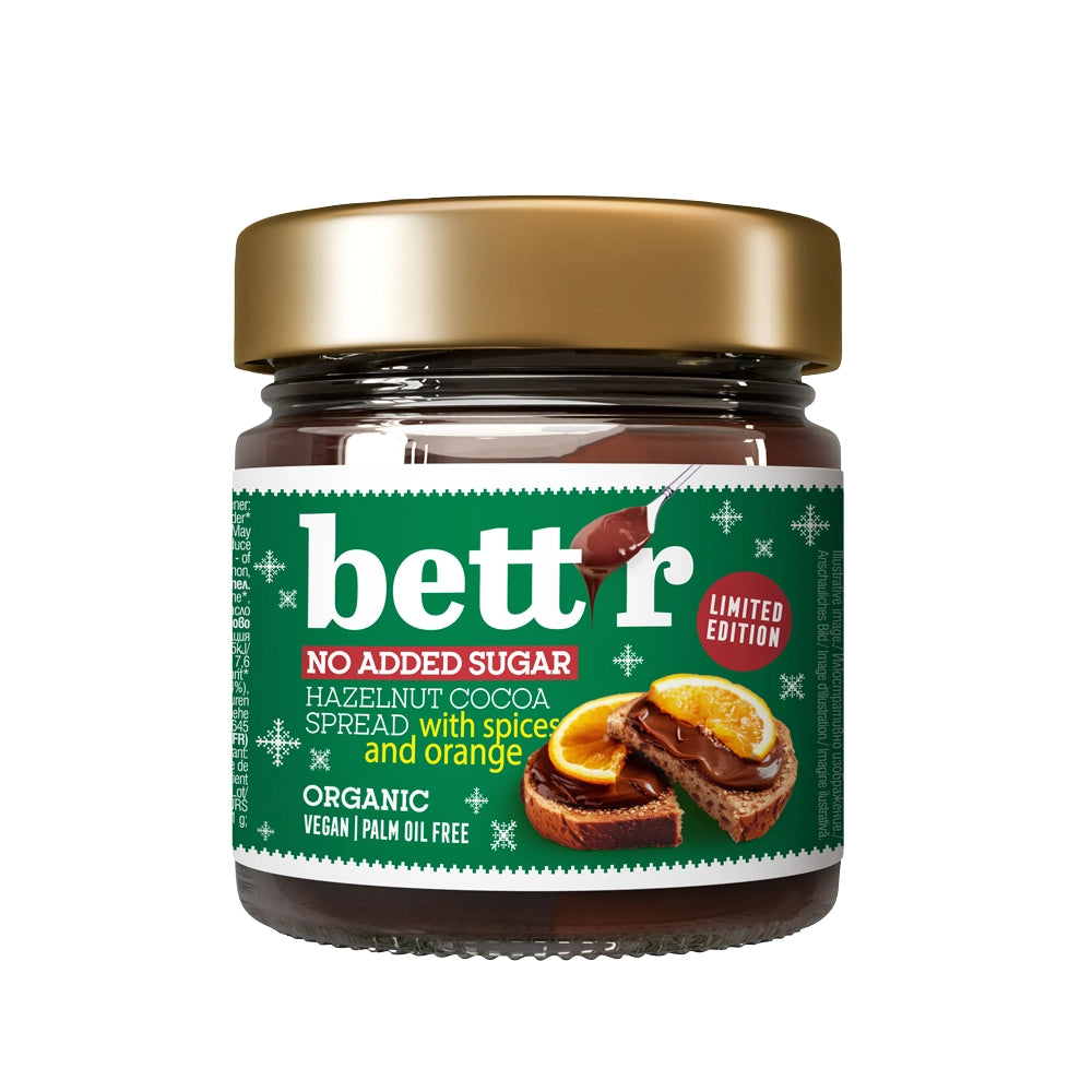 Био Лешниково-какаов крем за мазане с подправки и портокал, 250g, Bett'r