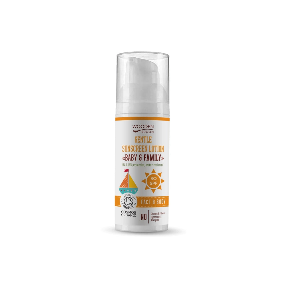 Био Слънцезащитен Лосион Baby&Family Invisible Zinc, SPF30, 50ml, Wooden Spoon