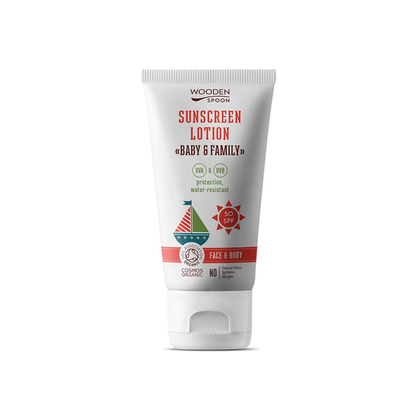 Био Слънцезащитен Лосион Baby&Family 50 SPF, 100ml, Invisible Zink,  Wooden Spoon