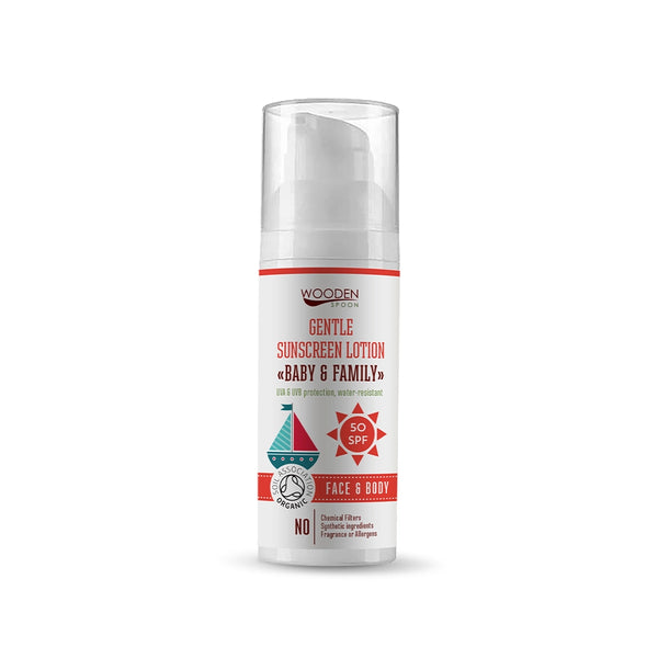 Био Слънцезащитен Лосион Baby&Family Invisible Zinc, SPF50, 50ml, Wooden Spoon
